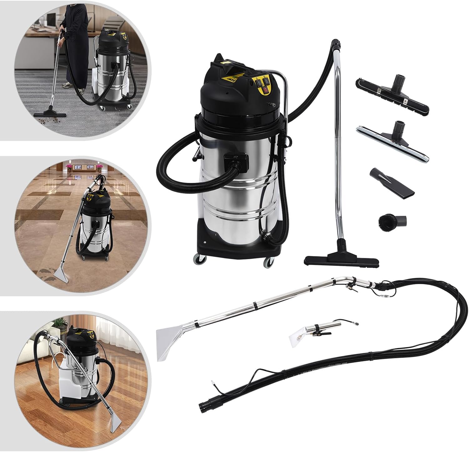 2110W Commercial Carpet Cleaner Machine - 5.3Gal Portable Extractor with 4 Attachments, 250mbar Suction, IPX4 Waterproof for Hotel/Upholstery/Office Cleaning