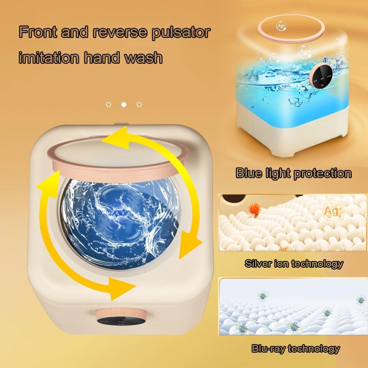 Portable Washing Machine 5L Capacity Single Tub Laundry Washer 21X21X26cm Small Washer Perfect For Camping, Travelling, Apartment, Dorm, Home