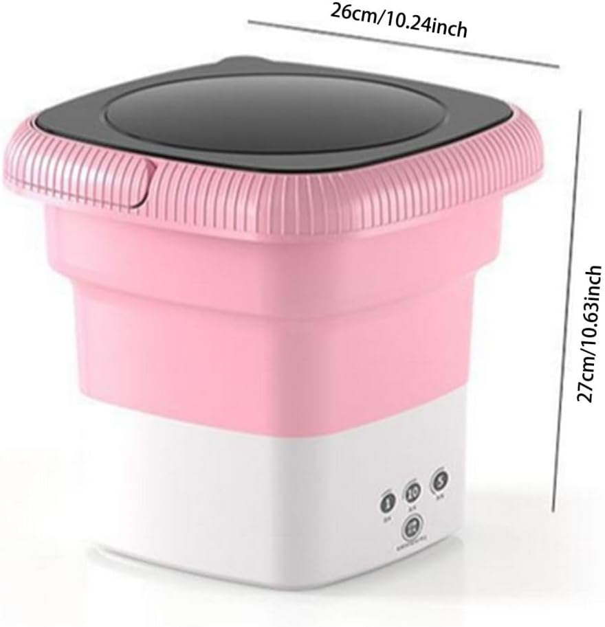 2025 New Portable Mini Washing Machine, Mini Portable Washer, Foldable Ultrasonic Turbine Washer with Spin Dryer, Compact, Quiet for Camping, RV, Travel, Vacation (Pink)