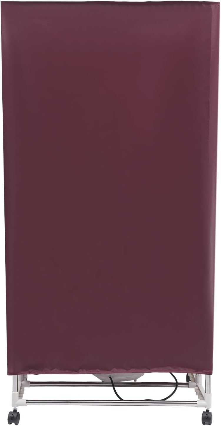 Portable Clothes Dryer with Timer, 1200W Drying Machine for Laundry 2-Tier Foldable Clothes Dryer Rack Stainless Steel Mini Dryer for Apartments Home Dorms Travel RV (Wine Red w/remote)