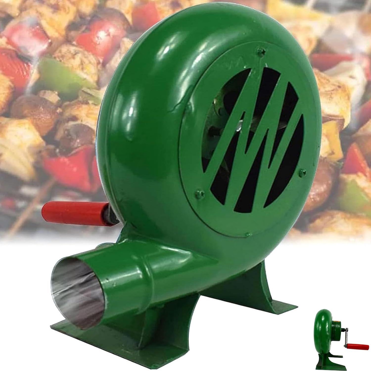 Hand Crank Blacksmith Forge Blower Manual Iron Gear BBQ Blower With Duct Cooking Manual BBQ Air Blower Metal Fan Blademanual Fan For Camping Outdoor Grill(Size:350W,Color:One Color)