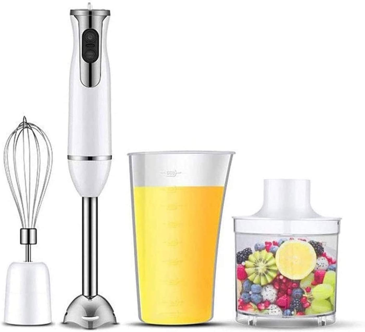Immersion Blender 400W Hand Blender 4-in-1 Hand Blender Set Includes Stainless Steel Stick Blender Chopper Beaker Milk Frother and Whisk BPA-Free