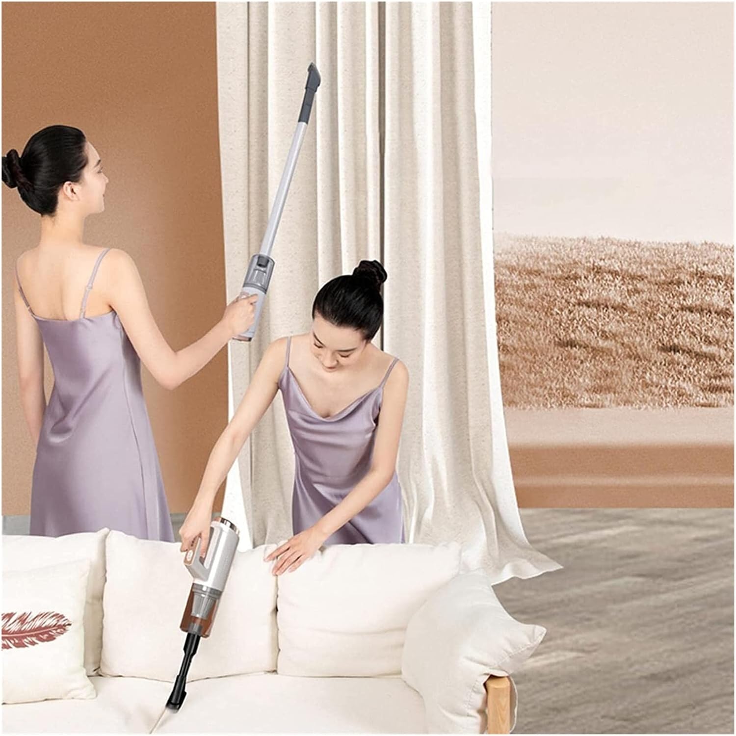 Cordless Stick Vacuum Cleaner, 120W Powerful Suction Stick Vacuum with 35 Mins Long Runtime, Lightweight Cordless Quiet Corners Vacuum Cleaner Aspirator for Home Carpet Sofa Hard Wood Floor Pet Hair（w