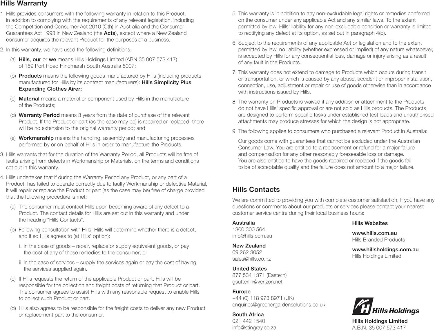 Hills Simplicity Plus Expanding Clothes Airer