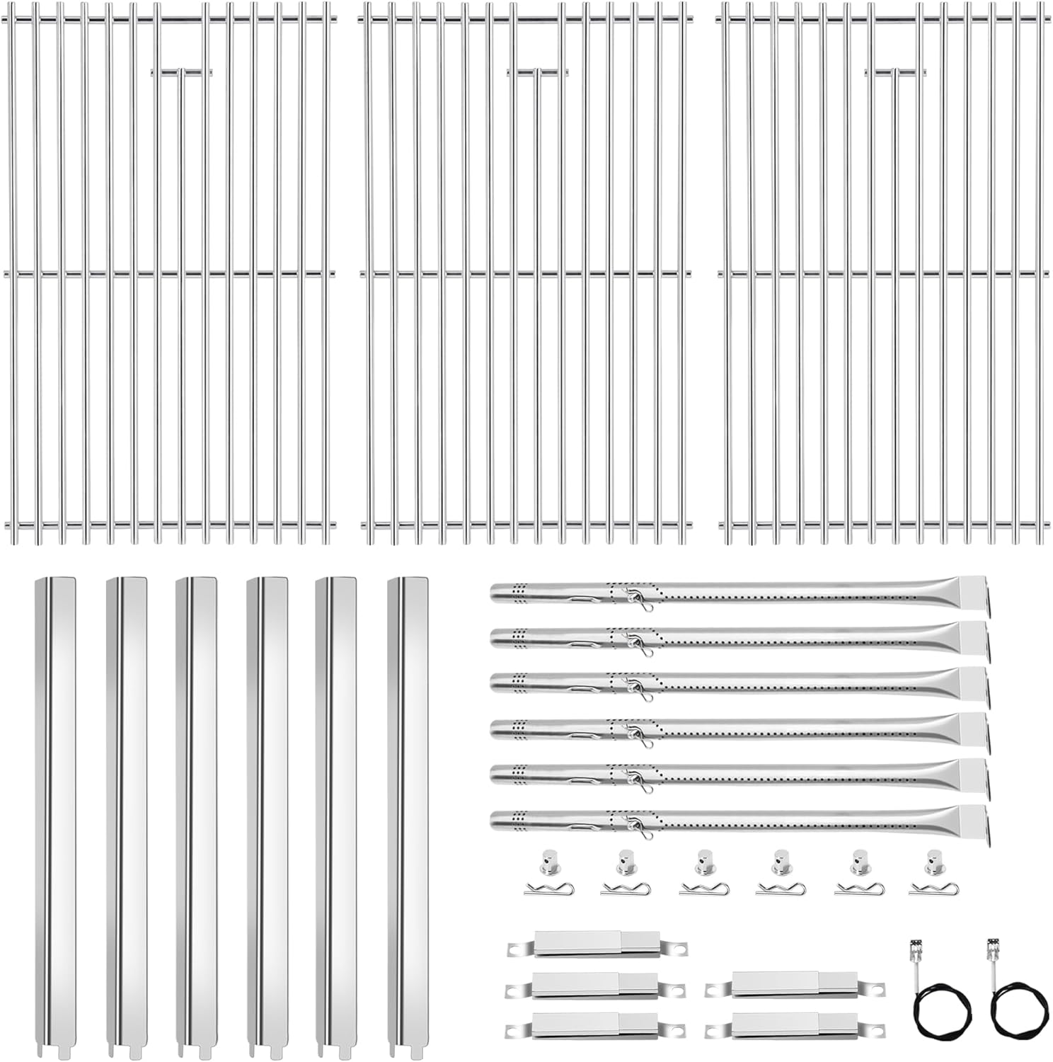 Grill Replacement Parts for Charbroil Performance 6 Burner 463229521 463229021 463228622, Stainless Steel Grill Grates, G325-0002-W1 Heat Plates, G327-2100-W1 Burners, Igniters, Crossover Tube