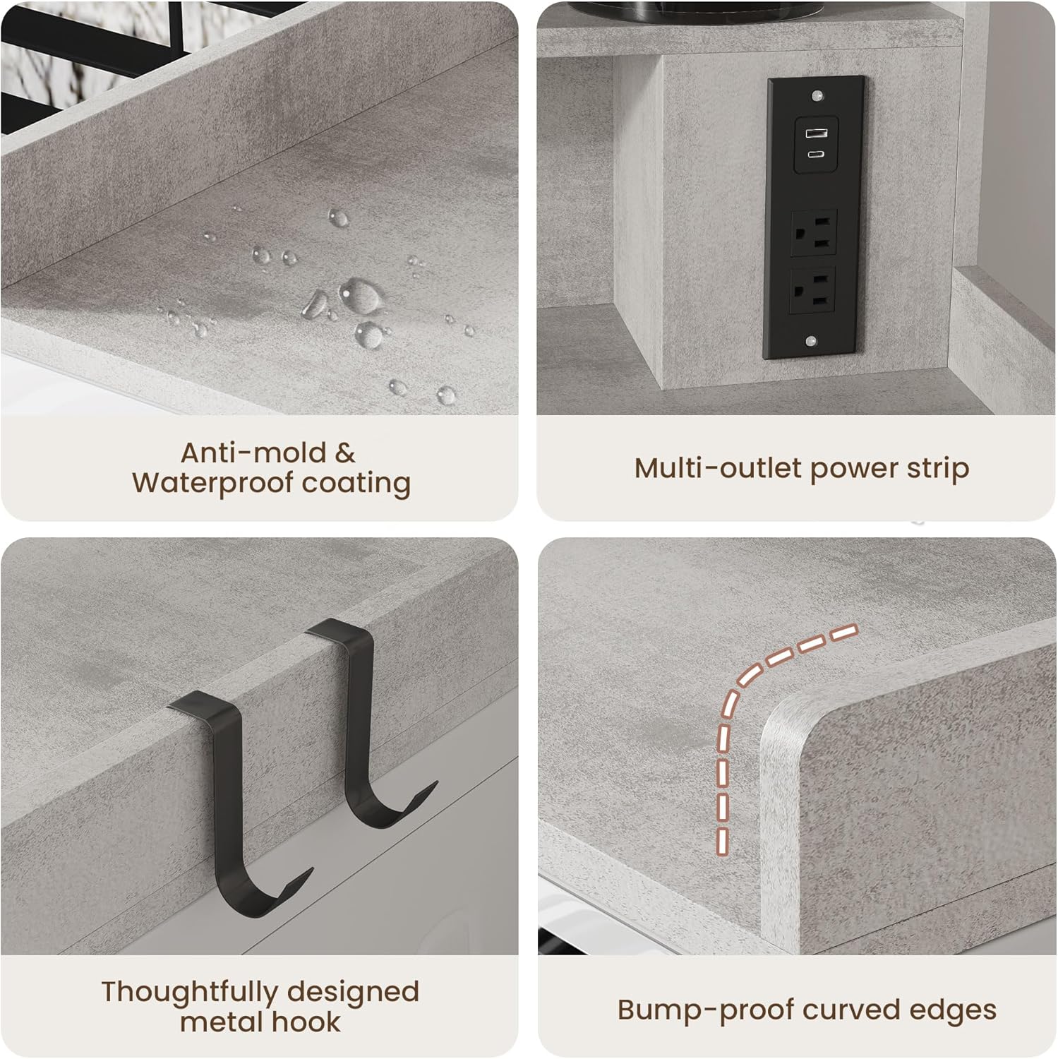 Upgraded 2-Tier Washer and Dryer Countertop with Power Outlet,54