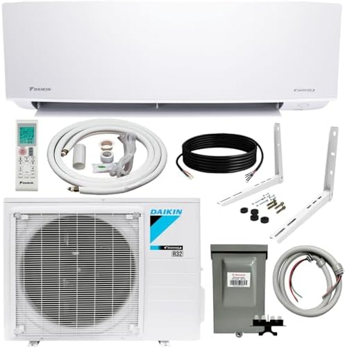 Daikin 18,000 Btu 21 SEER2 Oterra Series Ductless Mini-Split Wall Mount Heat Pump Air Conditioner - R32 w/Installation Kit, 1/2 Whip, 30A Disconnect and Wall Bracket