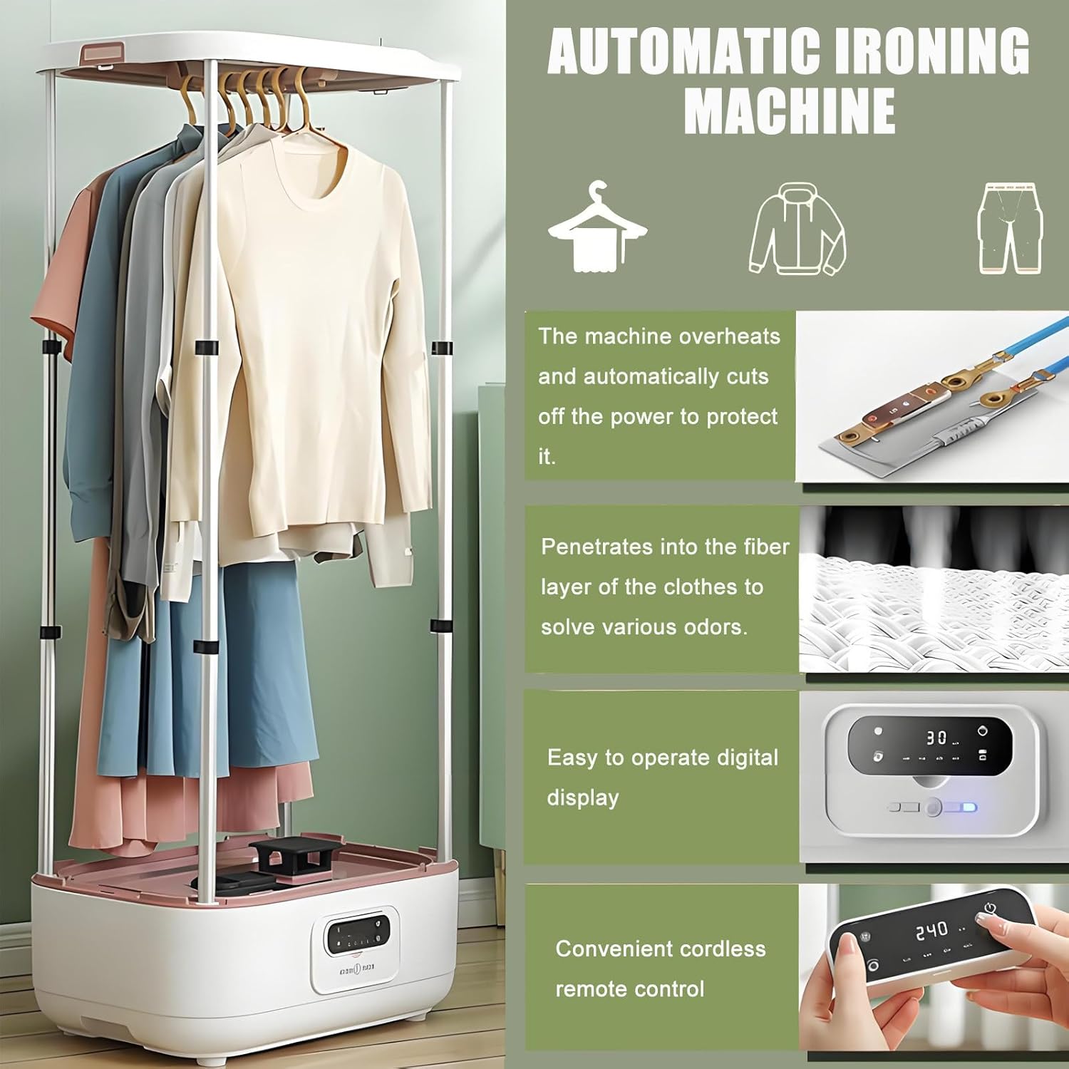 2-In-1 Portable Steam Drying Machine - Automatic Ironing Machine,900w Electric Clothes Dryer,Portable Clothes Dryer,Iron Machine For Clothes, Quick-Drying Steam For Clothes Drying