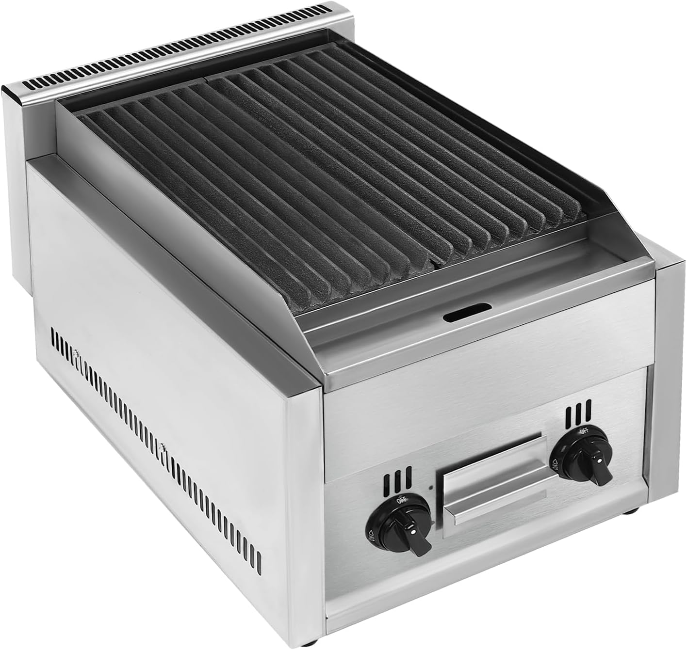 Commercial Gas Grills 2 Hearth Gas and Propane Flat Top Grills Natural Gas/Propane Gas Radiant Grills Countertop Char Broiler Grills with Adjustable Temperature For Garden Patios