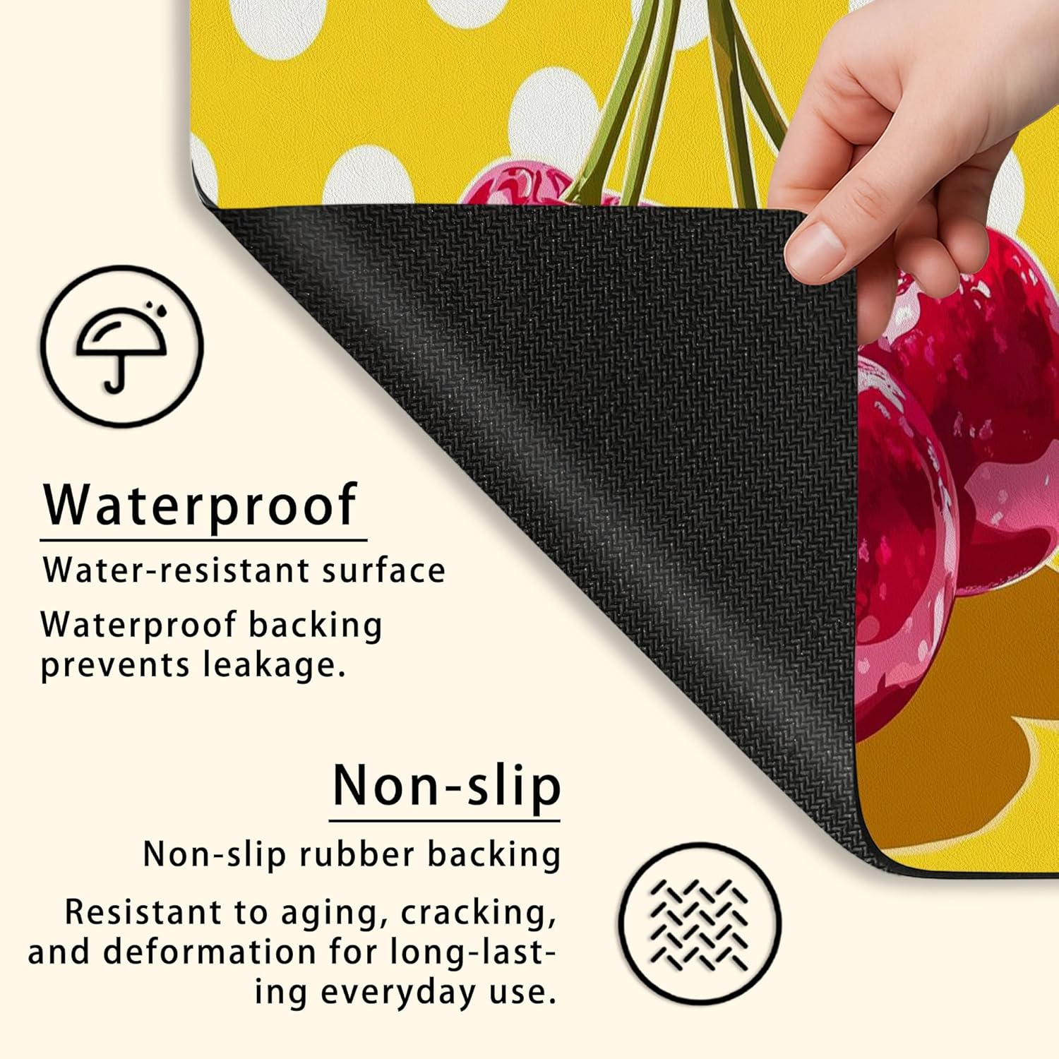 Cherries Washer Dryer Top Protector Mat, Retro Cherries Design Laundry Machine Dust Cover, Summer Waterproof Rubber Anti-slip Washer And Dryer Mats for Laundry Room 20x24 Inch