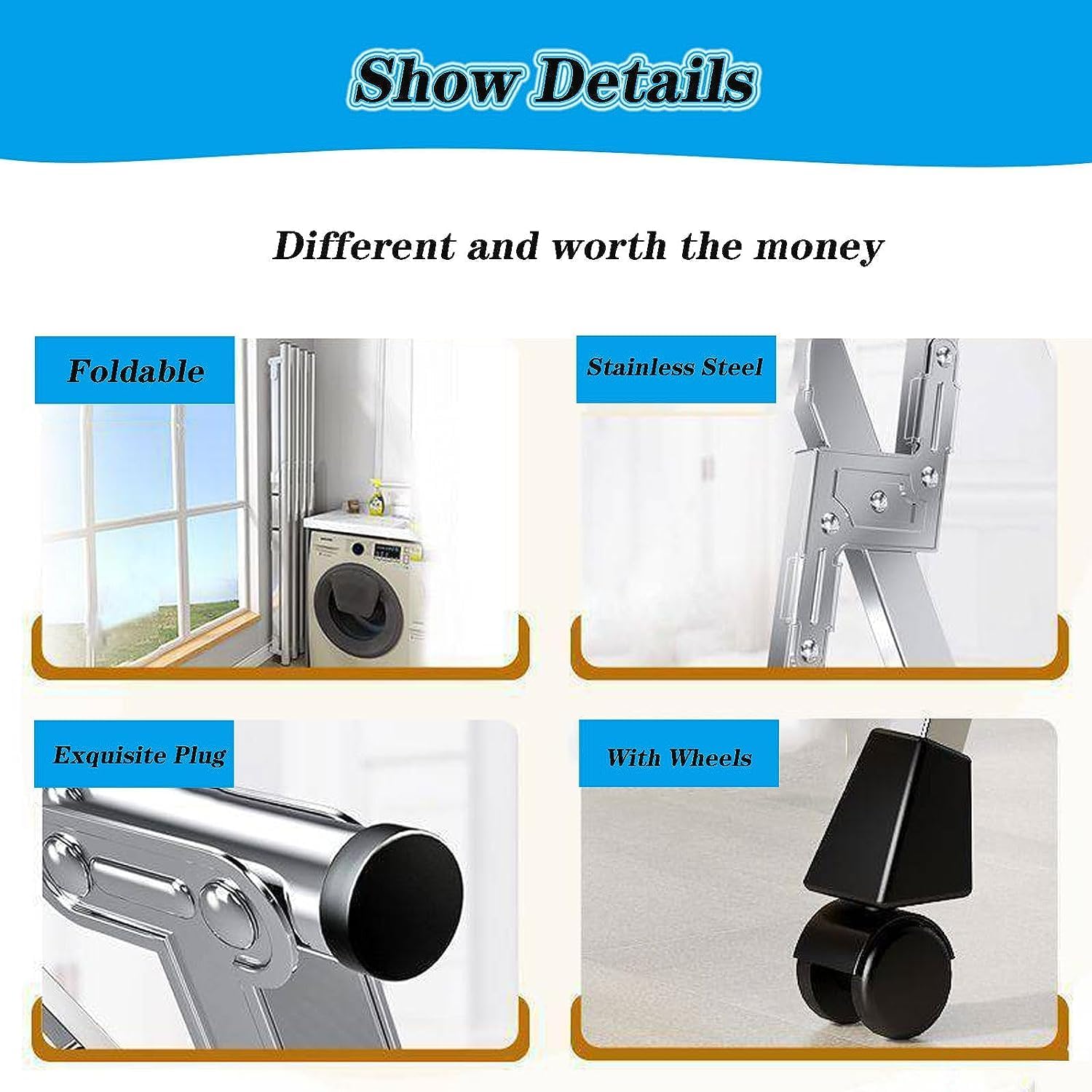 Laundry Rack Clothes Drying Rack Laundry Stand Retractable Clothes Drying Rack Stainless Steel Clothes Dryer Rack Folding Garment Rack On Wheels Portable Laundry Rack Laundry Drying Rack Clothing Dr