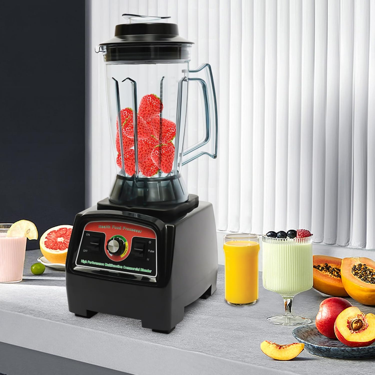 Professional 2800W High-Speed Blender,Blender Pitcher With 304 Stainless Steel Blade,3.9L Large Capacity With 57000 Rpm, Overload Protection Ideal For Home And Commercial Kitchen Use