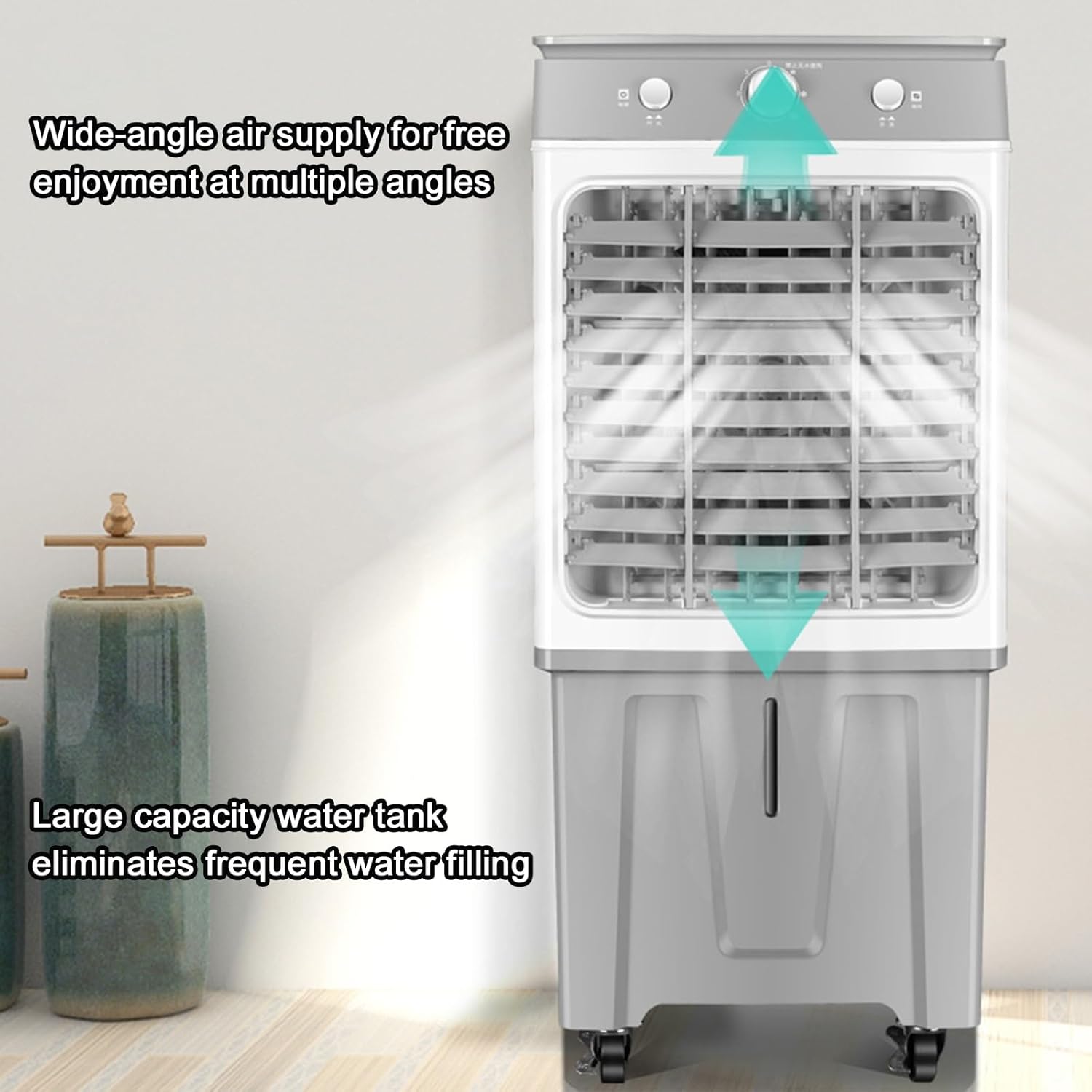 3 Wind Speed Portable Air Conditioners, Air Conditioner with Large Capacity Water Tank, Air Conditioner Portable with Universal Wheels, for Home, Office, Garage(116cm/45.6in)