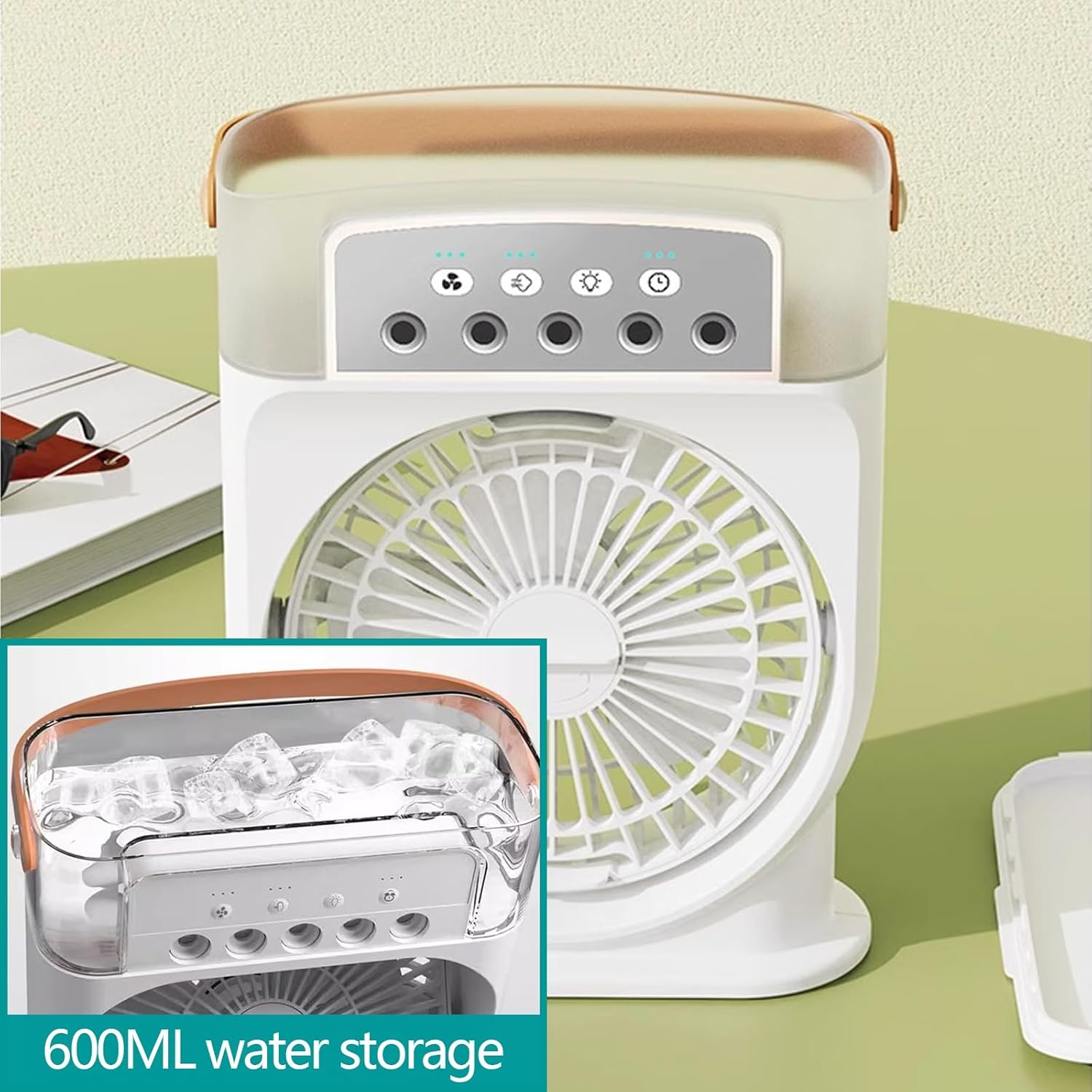 Portable Air Conditioners for Bedrooms 3 Speeds Timer Shutdown Desk Air Conditioner for Office Quiet Small 600ml Water Storage for Room Garage Patio Camping(Burst)