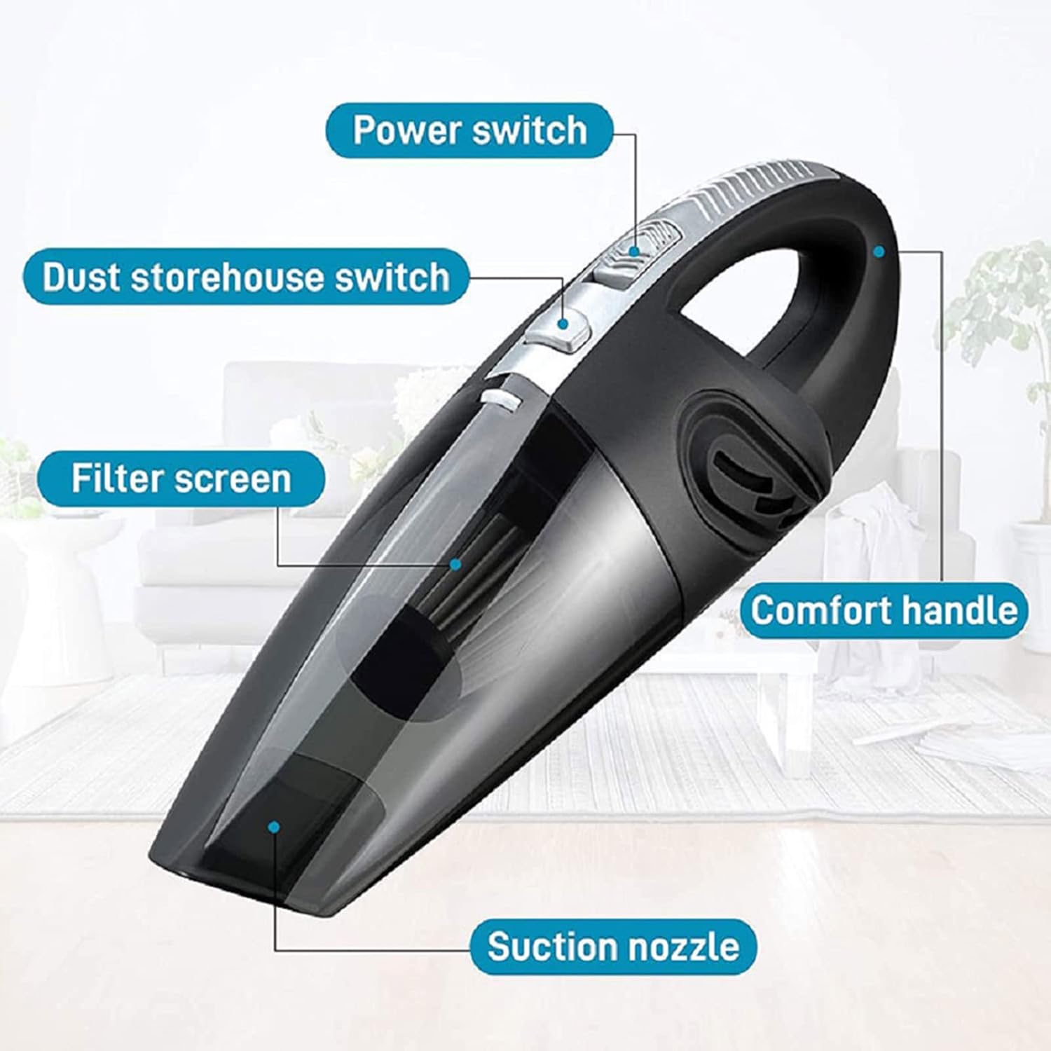 Car Vacuum Cleaner, Portable High Power Mini Handheld Vacuum Cleaner for Wet and Dry Cleaning, 16 Ft Cord for Home, Pet Hair, Car Cleaning