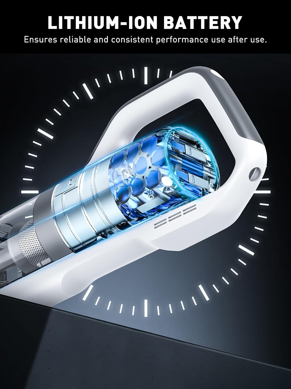 Cordless Vacuum Cleaner, 30Kpa Strong Suction Stick Vacuum Cleaner, 350W Powerful Brushless Motor, Ultra-Lightweight & Quiet Vacuum for Deep Cleaning Home Hard Floor Carpet Pet Hair, White