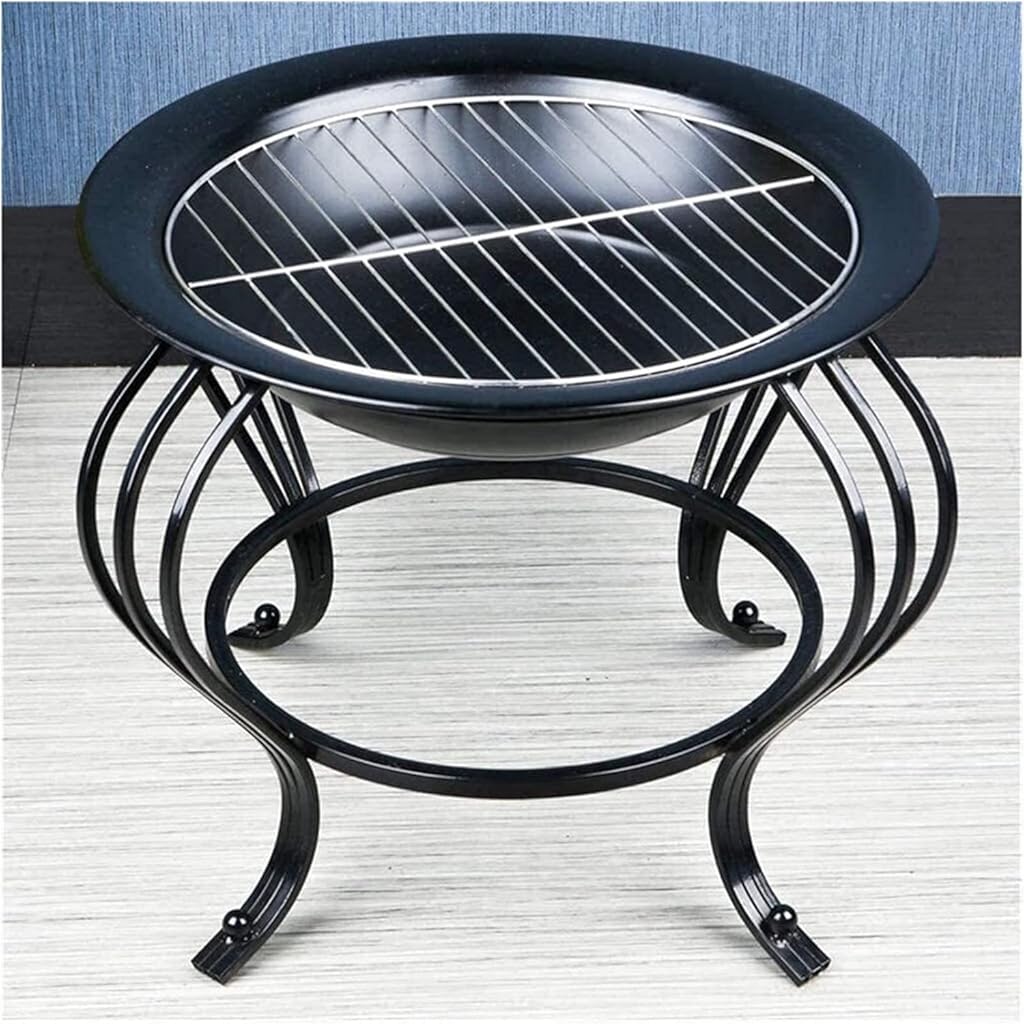 Garden Fire Pit Portable Large Grill Barbecue Rack Bonfire Wood Burning Patio Coal Grill Firepit for Grill Charcoal Grill with Spark Screen Poker for Camping Backyard