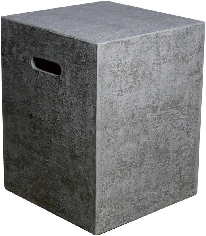 Modeno Light Grey Propane Tank Cover Fire Pit Accessories Square 20 Inches Concrete Outdoor Side Table Fits Standard 20 Pound Propane Tank Hideaway Table