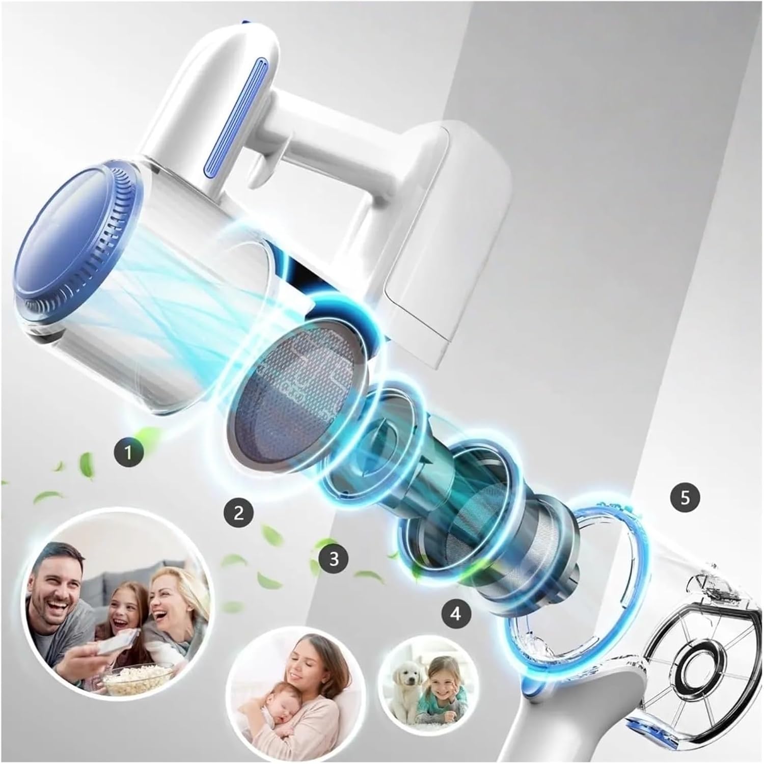 Corded Stick Vacuum 26Kpa 600W Powerful Suction Vacuum Cleaner with LED Floor Head Compatible with TASVAC I7(Black)