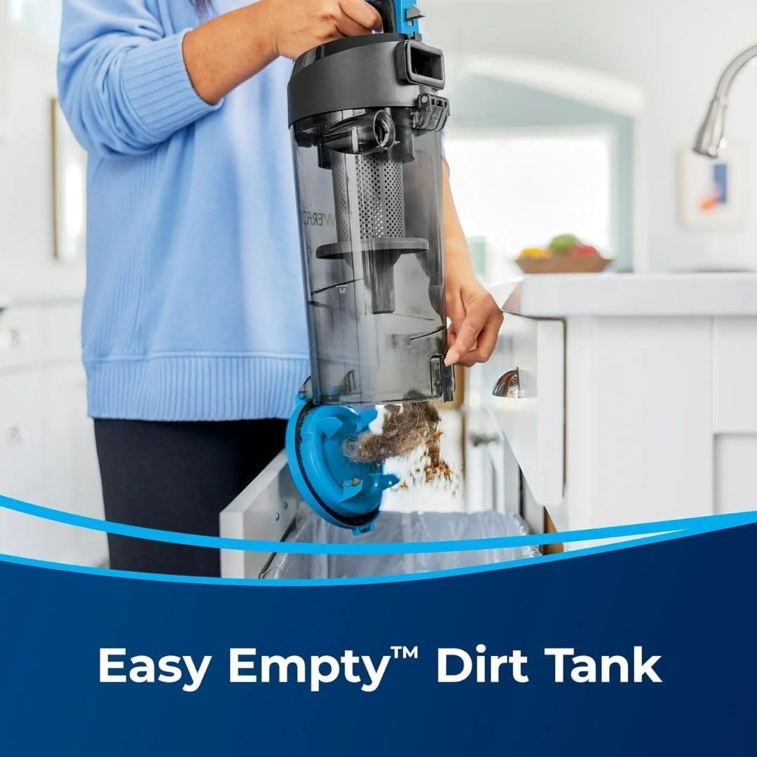 BIISSEELL PowerForce Helix Upright Vacuum Cleaner with Cyclonic Dirt Separation, 5-Height Settings & Washable Filters (Blue)