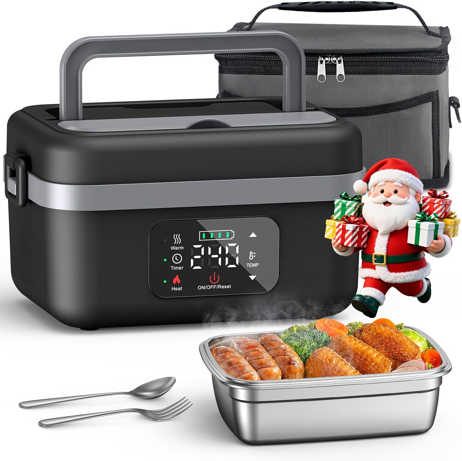 VASG Cordless Electric Lunch Box for Adults, 16000mAh Rechargeable Auto Heated Lunch Box, 1L Portable Self-Heating Food Warmer for Office, Picnic, Car & Outdoor Use