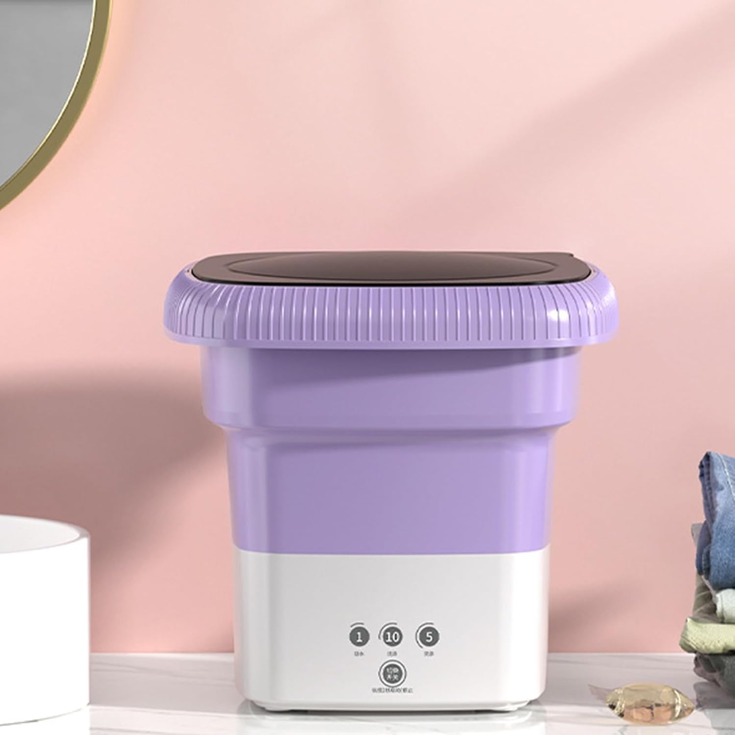 DELURA Foldable Washing Machine with Drain Basket Mini Portable Washing Machine, Portable Washer Machine-6L Capacity (Color : C)