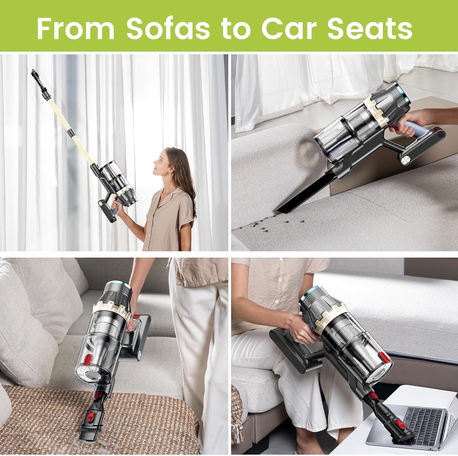 Cordless Vacuum Cleaner, 600W/50KPA/70Mins Lightweight Stick Vacuum with LED Touch Screen, Lightweight Self-Standing Vacuum Cleaners for Home Pet Hair,Carpet,Hardwood Floor