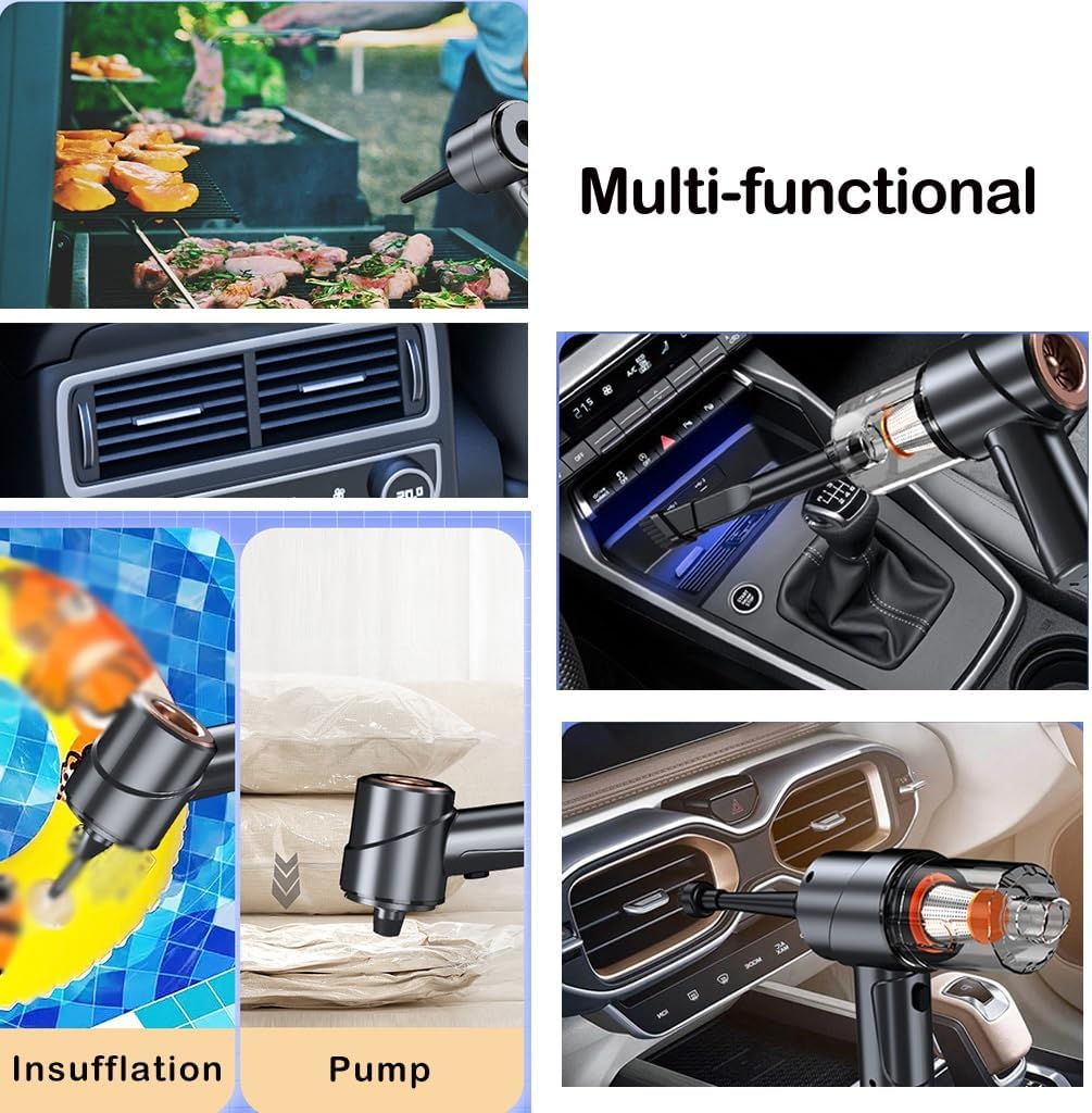 KITCISSL Portable Hand Held Car Vacuum Handheld Vacuum Cordless, Hand Vacuum Cordless Multifunctional Vacuum Cleaners for Home, Car Vacuum Cleaner High Power for Pet Hair, Type-C (Color : Black)