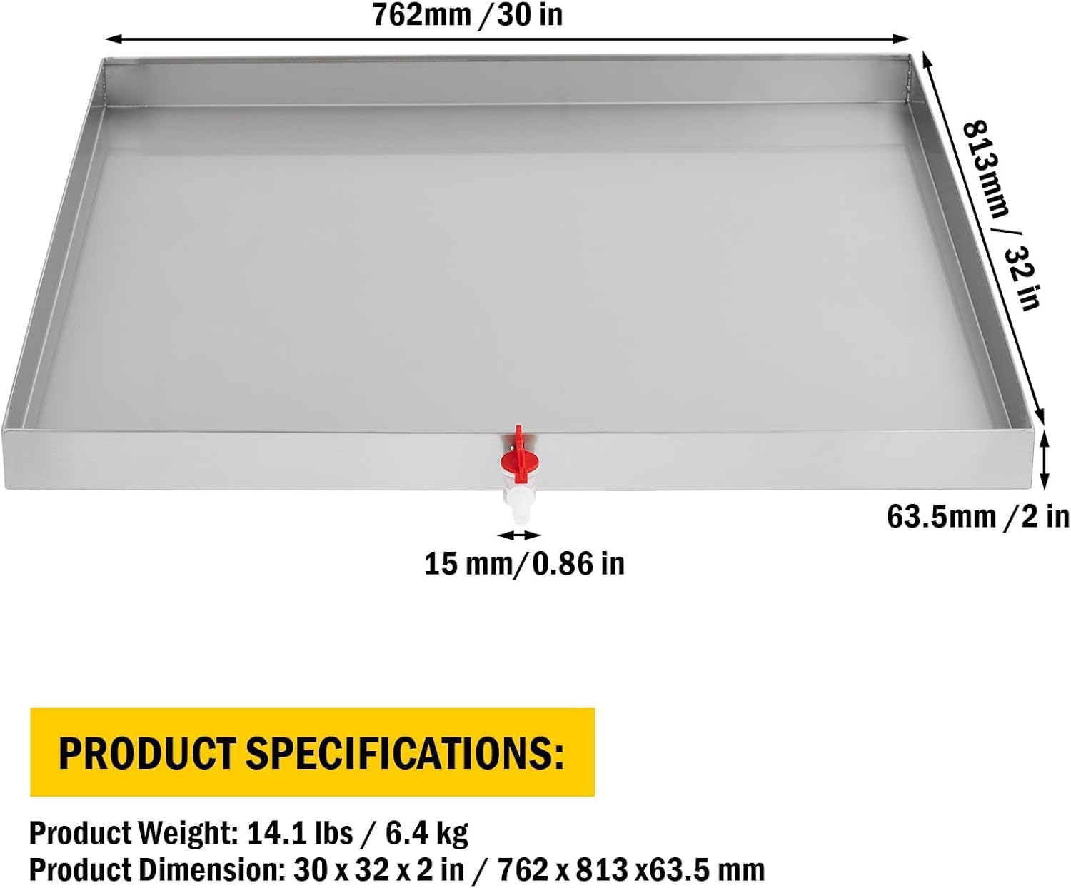 32 in x 30 in Washing Machine Pan for Washer and Dryer, 304 Stainless Steel Drain Pan, Washer Drip Tray with Drain Hole & Hose Adapte, 4 Pcs Anti-Vibration Washing Machine Feet