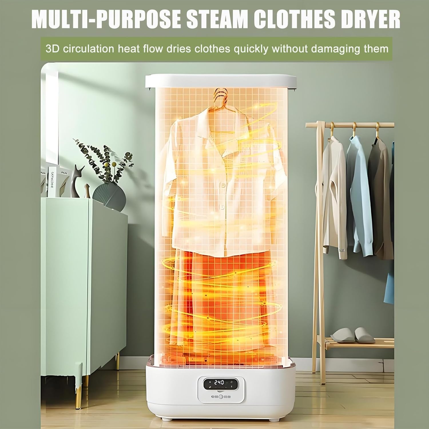 2-In-1 Portable Steam Drying Machine - Automatic Ironing Machine,900w Electric Clothes Dryer,Portable Clothes Dryer,Iron Machine For Clothes, Quick-Drying Steam For Clothes Drying