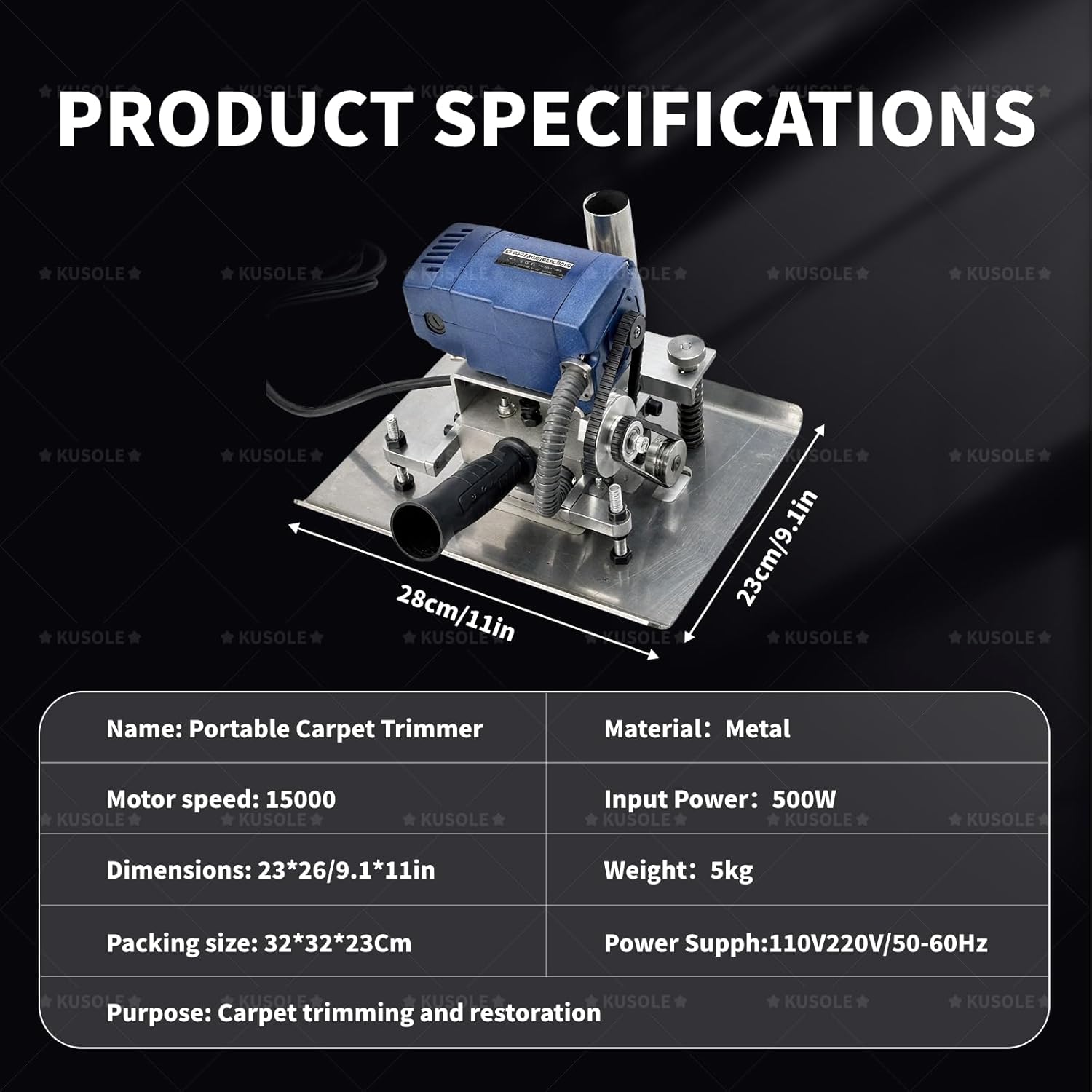 Flatbed Carpet Trimmer, Carpet Cleaning and Trimming Machine, Equipped with 3-inch Rotating Blades, 15,000 RPM Speed, Adjustable Depth, Quickly removes unevenness 220V