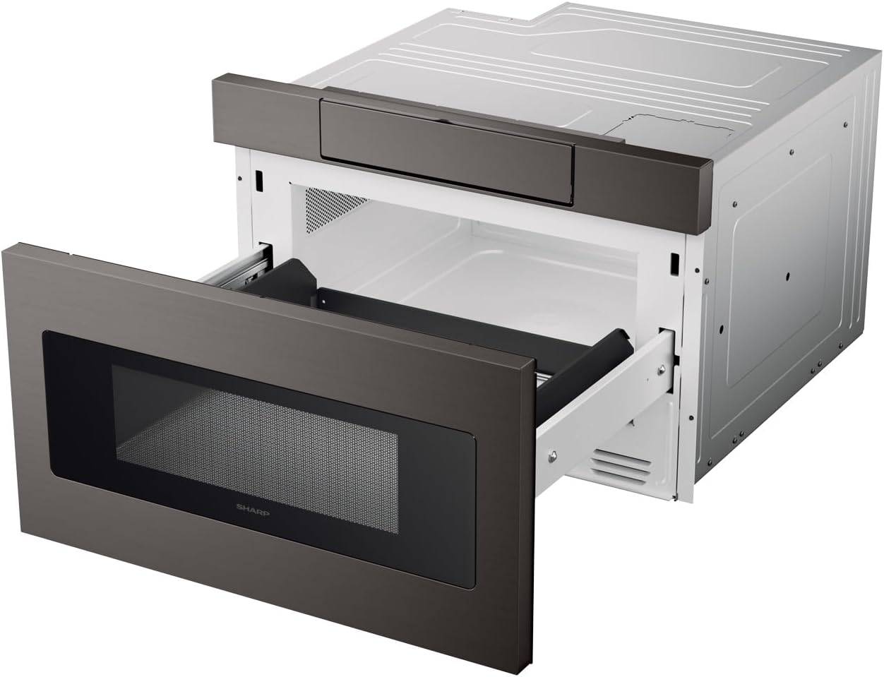 SHARP SMD2470AH Microwave Drawer Oven, 24-inch, 1.2 Cubic Feet, 950 Watt, Concealed Control Panel with Digital LCD Display, Black Stainless Steel