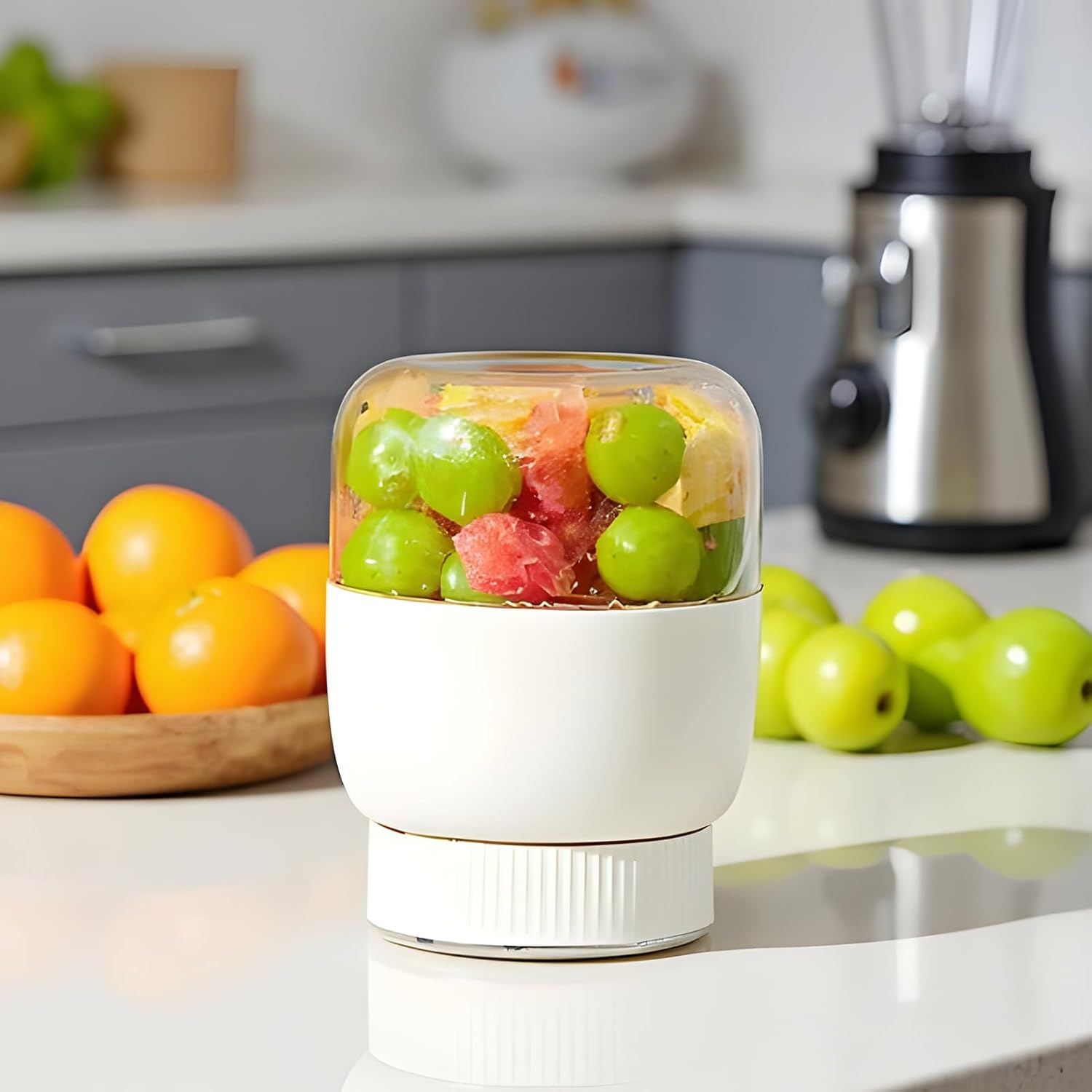 Portable Double Cover Juicer | Electric Juicer Bottle | Cordless Portable Blender Cup With Handle | Handheld | Convenient Hydration | 21x12cm | For Citrus Lemon Lime Orange