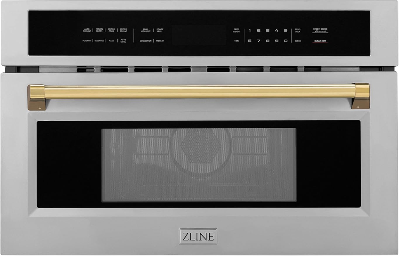 ZLINE Autograph Edition 30” 1.6 cu ft. Built-in Convection Microwave Oven in Stainless Steel and Gold Accents