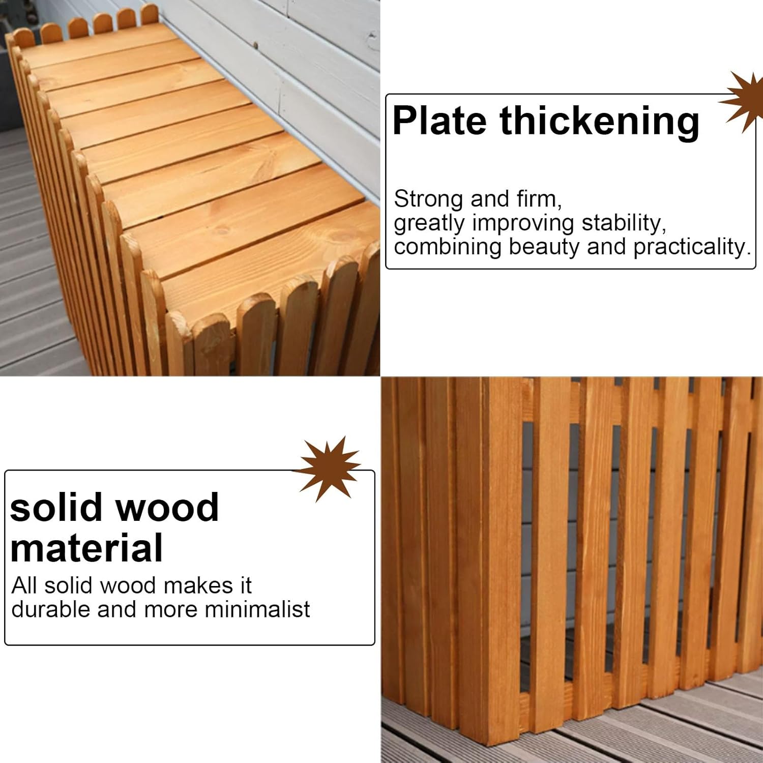 Cover for Outdoor Wooden Air Conditioner Cover - Decorative & Protective Noise Reduction, Shelf Plant Stand & Garden Pear Color