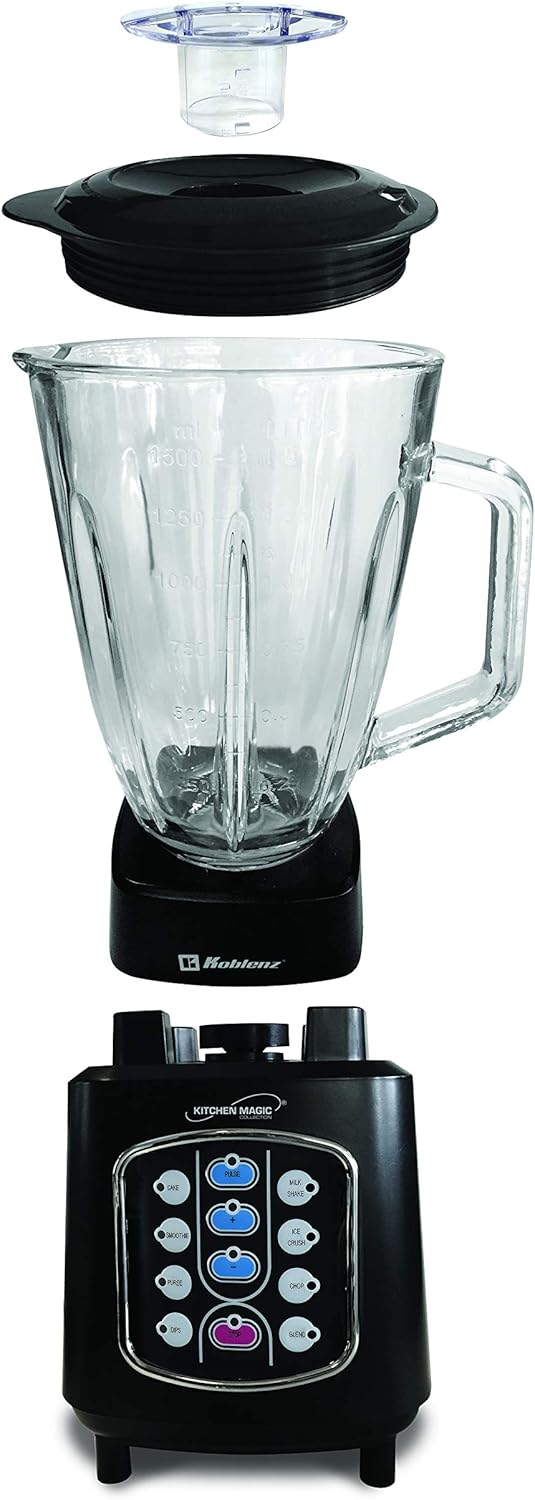 Koblenz LKM-8510 EVN Kitchen Magic Collection 1.5-Liter 10-Blending-Programs Glass-Jar Blender, One Size, Black