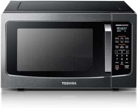 TOSHIBA ML-EM45PIT(BS) Countertop Microwave Oven with Inverter Technology, Kitchen Essentials, Smart Sensor, Auto Defrost, 1.6 Cu.ft, 13.6
