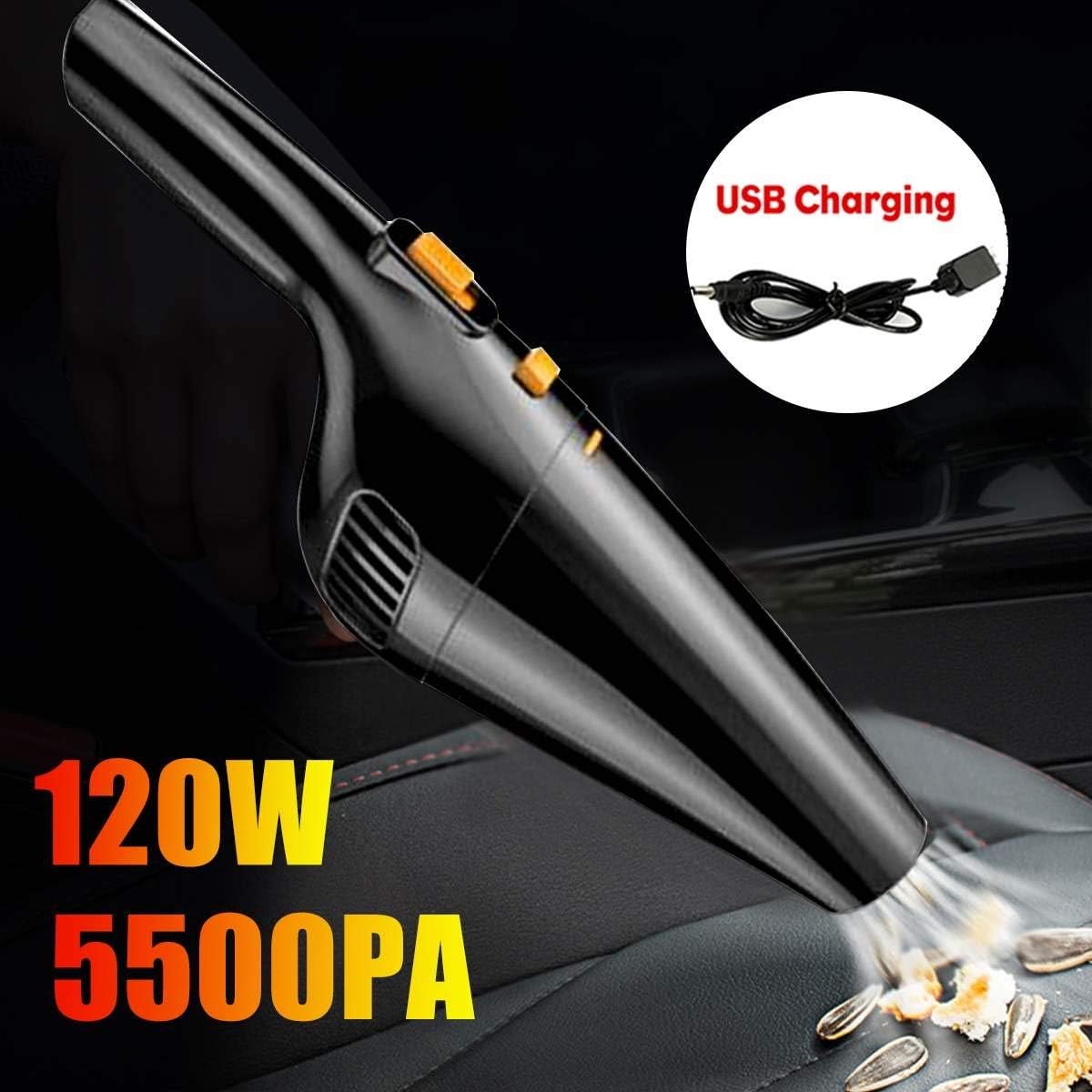 120W Portable Cordless Corded Car Vacuum Cleaner 5500PA Strong Suction Auto Home Office Handheld Vacuum Cleaner