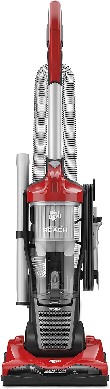 Dirt Devil Endura Reach Upright Bagless Vacuum Cleaner for Carpet and Hard Floor, Powerful, Lightweight, Corded Vacuum Cleaners for Home Use