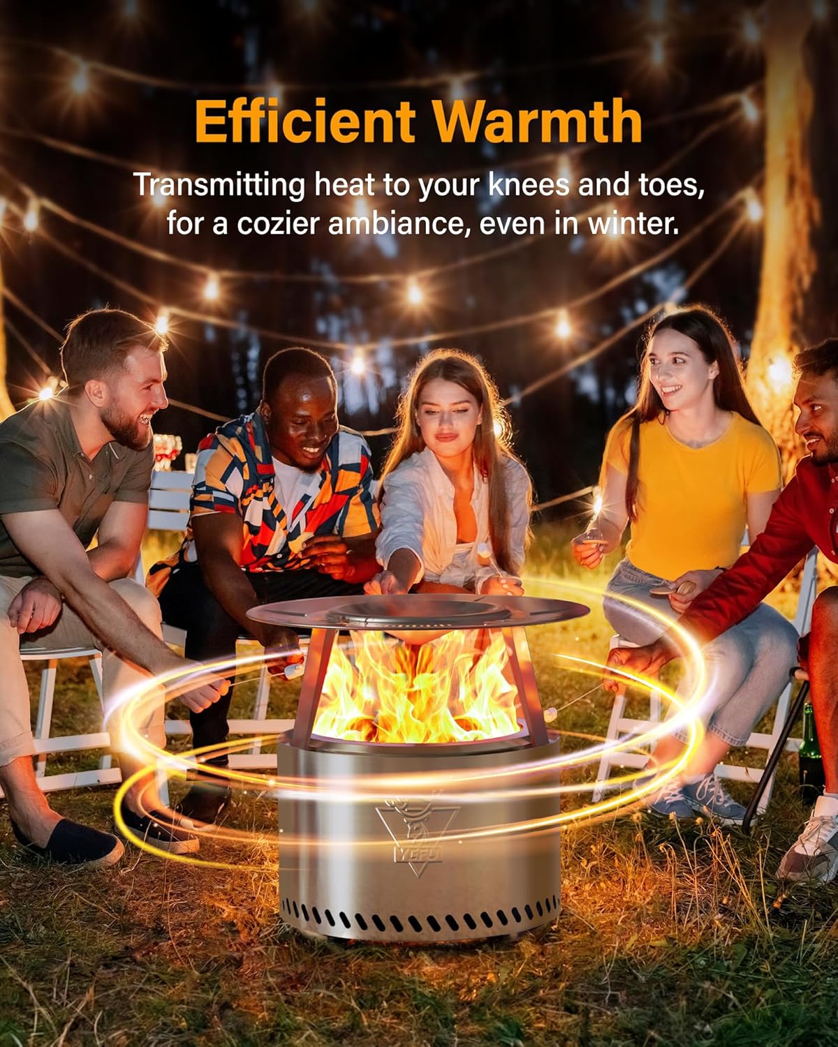 YEFU Fire Pit with Removable Ash-Pan: Smokeless Firepit 304 Stainless Steel Material - Outdoor Fire Pit Silver 19 inch - Smokeless Firepit for Outside Outdoor Patio Camping Backyard