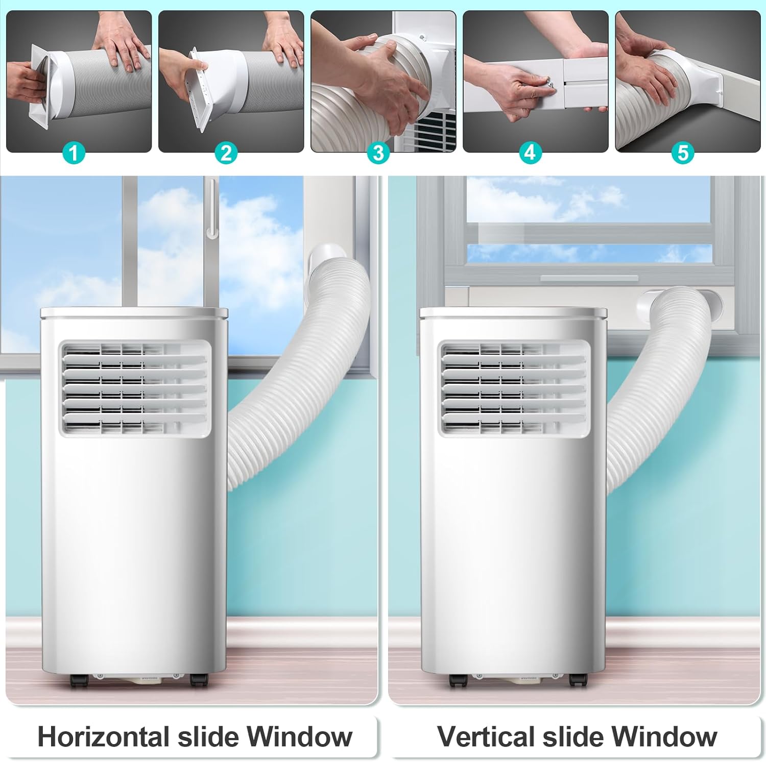 Portable Air Conditioner 8000 BTU, Remote Control, 4 in 1 protable ac, Cools 350sq. ft, 24 Hour Timer, Quiet Operation,Window Fan, 2 Speed for Bedroom Office Home Dorm