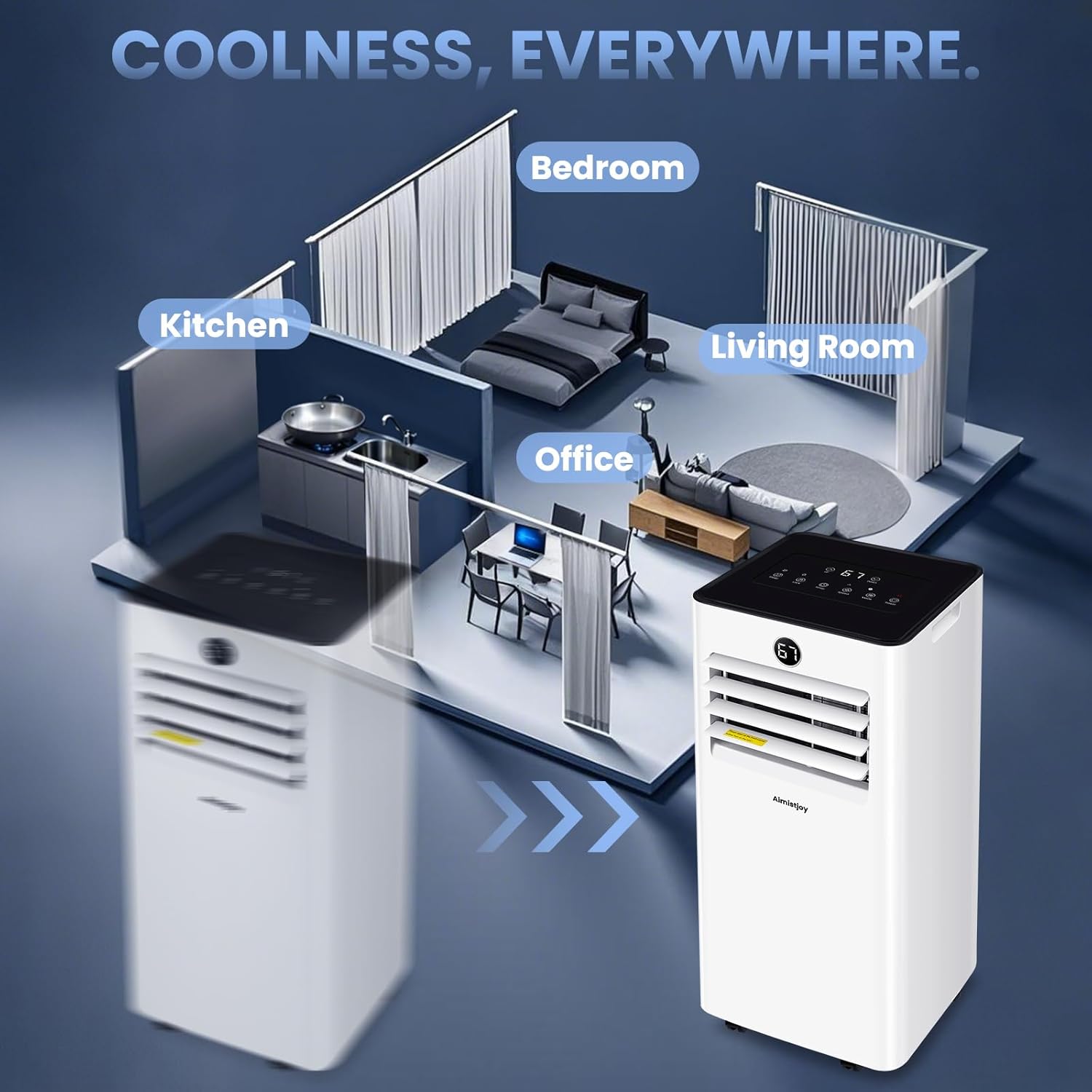 10000 BTU Portable Air Conditioners,4-In-1 Cooling/Fan/Sleep, AC Unit With Remote Control,Timer, Floor Air Conditioner Cools up to 500 Sq.Ft, Quiet AC for Bedroom Office