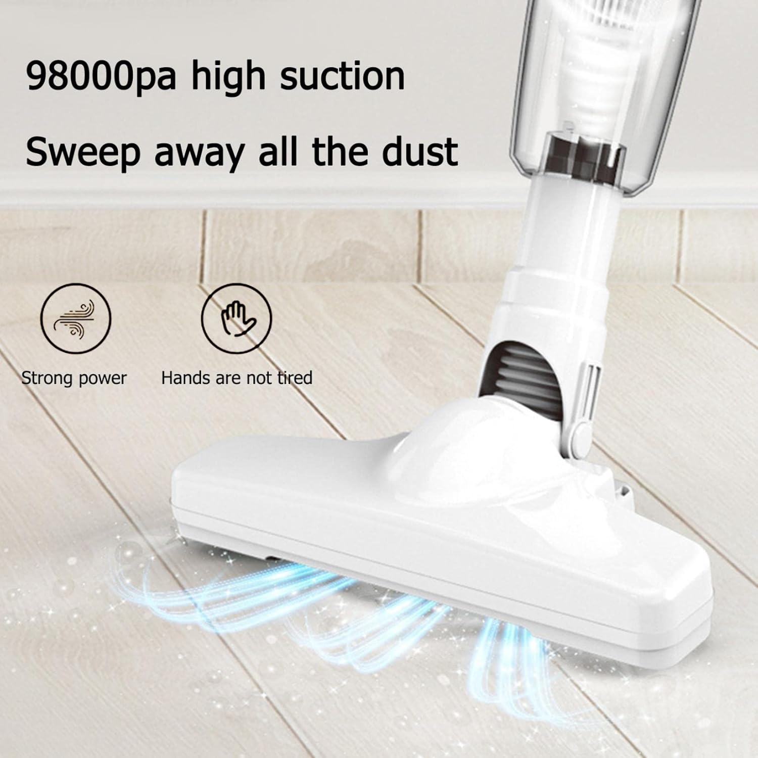Stick Vacuum Cleaner, Cordless Stick Vacuum Cleaner, Power Suction and 30 Mins Runtime, Lightweight Handheld Vac for Pet Hair on Carpet, Hard Floor and Car Interior (White)