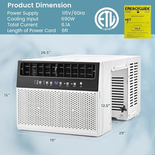 SIMOE Window Air Conditioners 12,000 BTU, U-Shaped Full Window View, 42dB Ultra Quiet Window AC Unit, Cools up to 550 Sq. Ft, Easy Installation, Remote Control