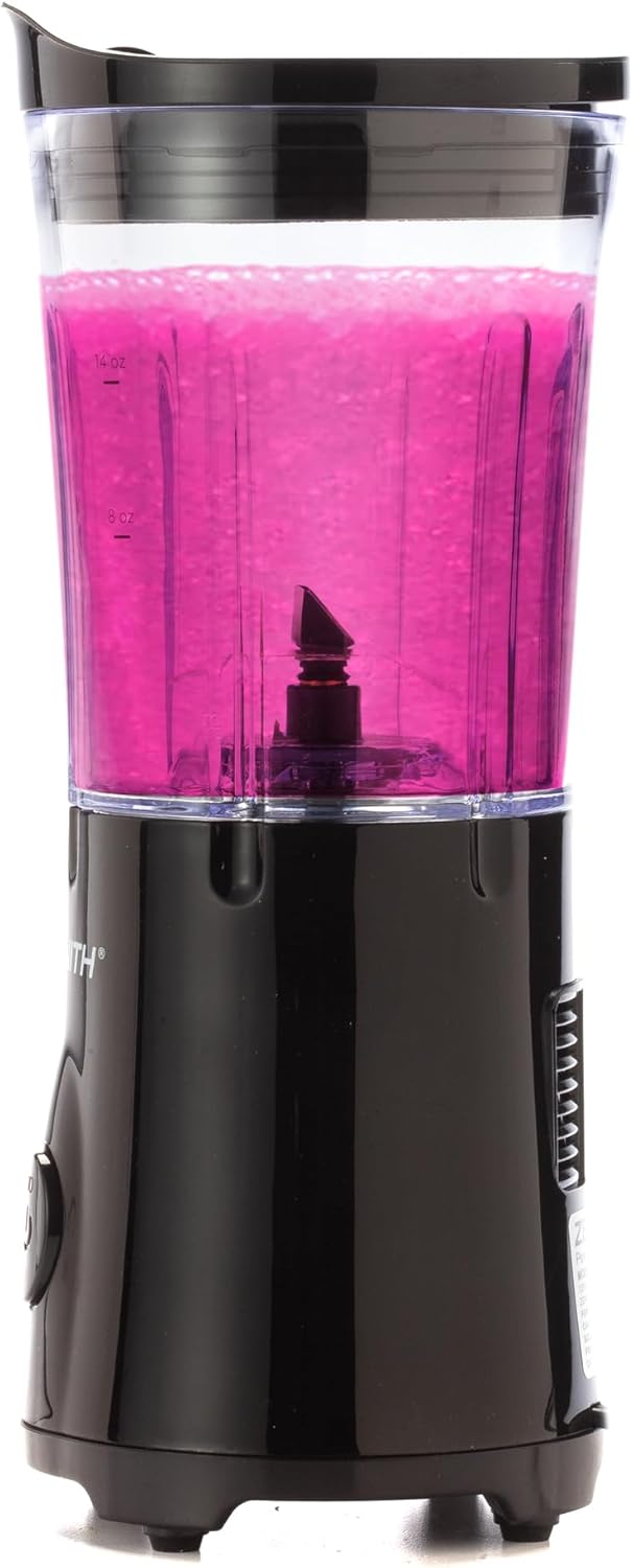 Zenith Portable Blender for Shakes and Smoothies with 14 Oz BPA Free Travel Cup and Lid, Durable Stainless Steel Blades for Powerful Blending Performance, Black (77406)