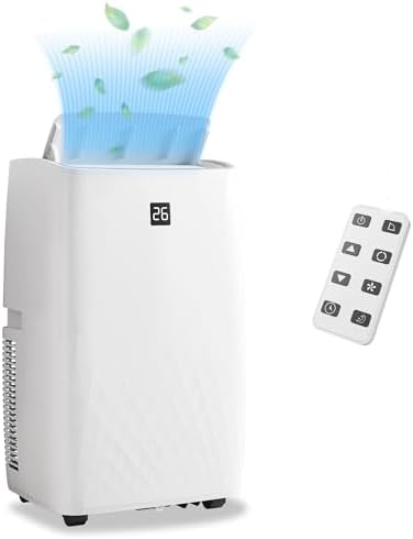 Portable Air Conditioners 14000 BTU, Remote Control AC with 24H Timer, Low Noise Energy Saving Cooling Unit for Bedroom, Office, Small Spaces 750 Sq. Ft, White