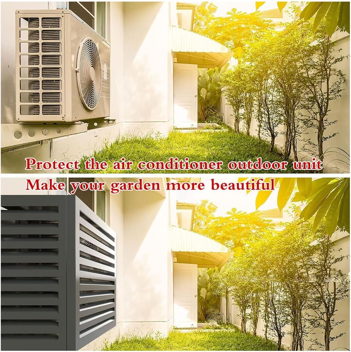 Air Conditioner Fence Air Conditioner Covers for Outside Units, All Weather Anti Theft AC Aluminum Condenser Protective Cover(White,110cm)