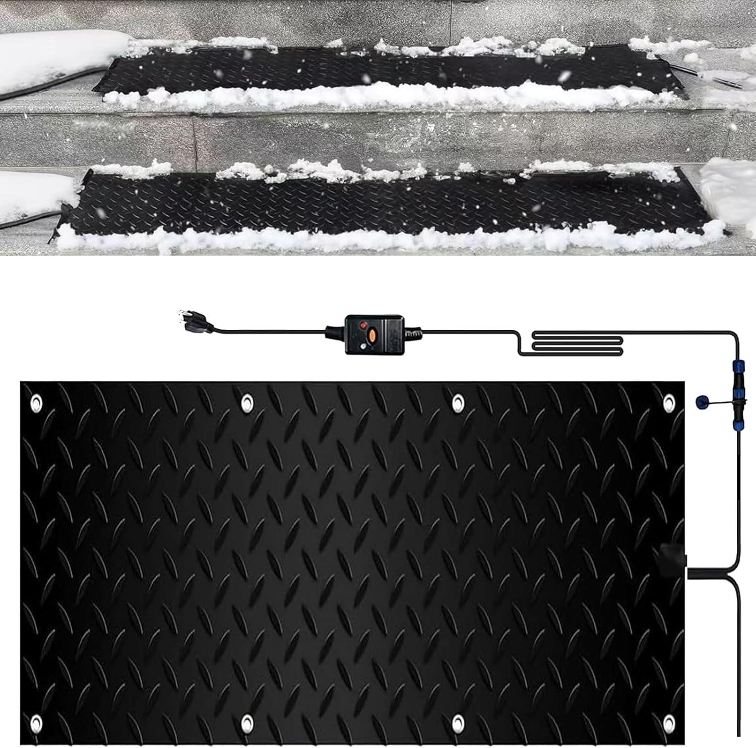 Snow Melting Mats Walkways Heated Outdoor Mats Sidewalk No Slip Heating Mat Melts up to 3 Inches of Snow Per Hour Snow and Ice Melt Products for Winter Snow Removal(60 * 300cm)