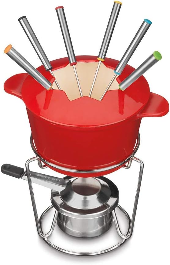 Cuisinart 13-Piece Cast Iron Fondue Set, Red