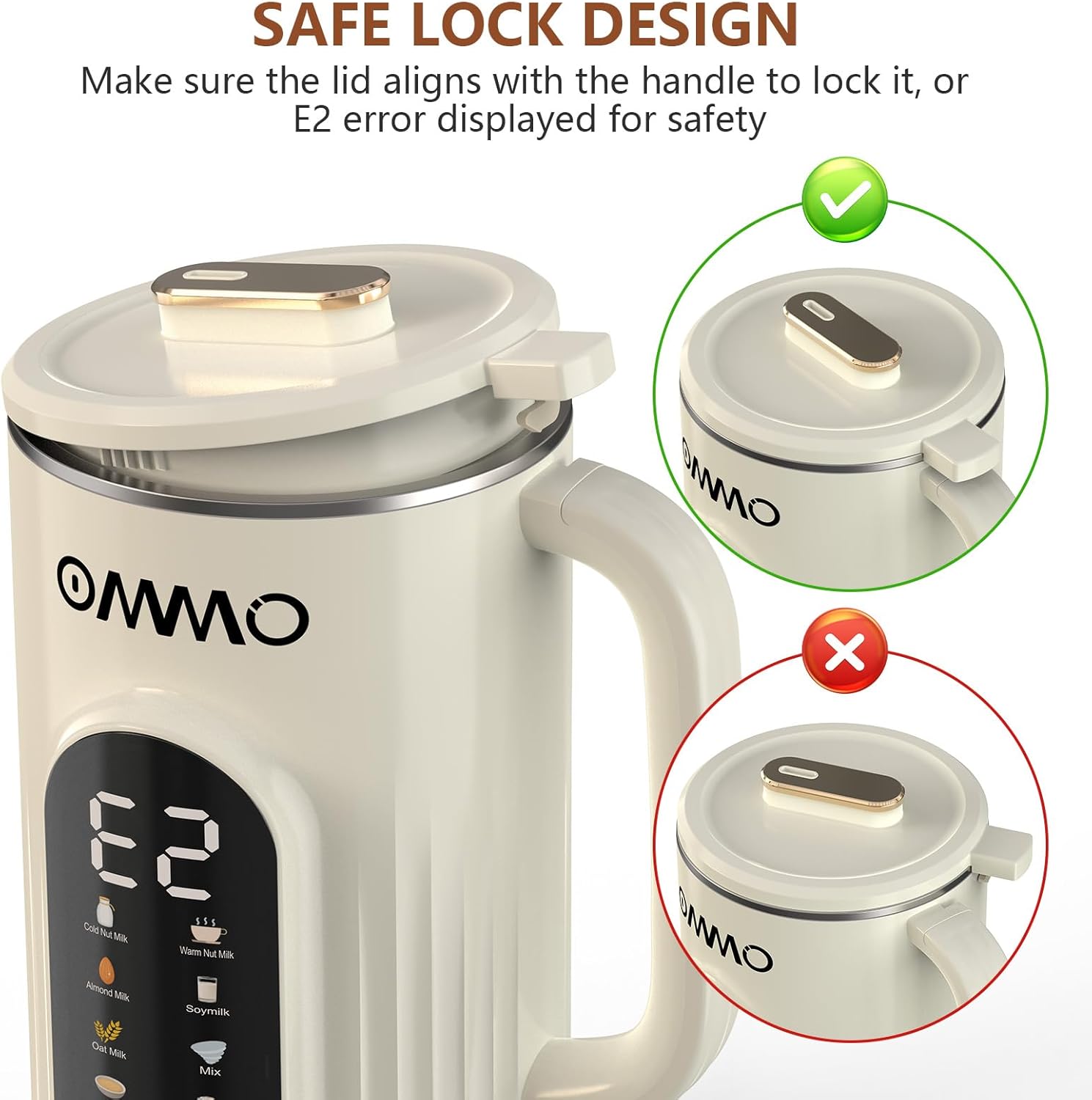 OMMO 10 in 1 Nut Milk Maker Blender, 35oz Soy Milk Maker with Large Screen/10 Blades for Hot/Cold Almond Oat Soybean Milk Maker, 12 Hours Timer/Self-Cleaning, Includes Recipe Book-Accessories